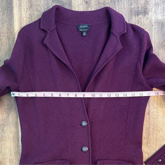 Talbots 100% Merino Wool Three-Button Blazer Sweater Purple Women’s Size XSmall - Picture 5 of 9